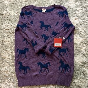 Mossimo Purple Horse Print Sweater Size L NWT